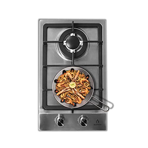 Parrilla Empotrable 2 Quemadores SUPRa para gas L.p Y gas natural domino steel