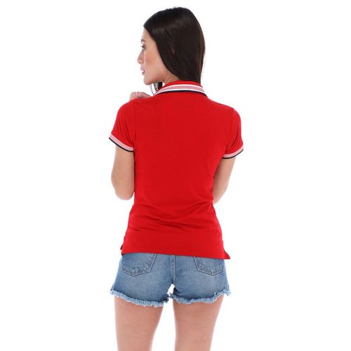 Playera Polo Para Dama Porto Blanco Rojo DPBASICS-1800