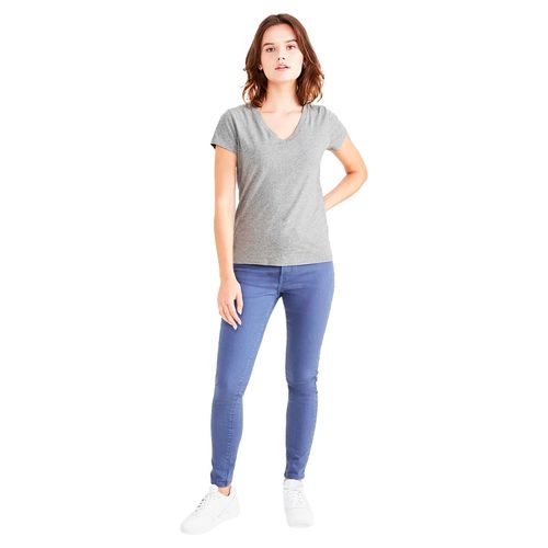 Playera Casual Para Dama Dockers V-Neck Tee Gris A1759-0002