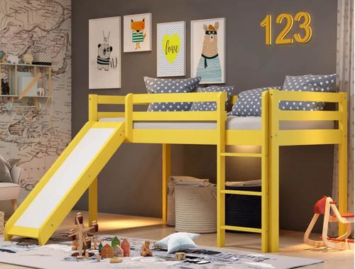 Cama Infantil House Muebles Amarillo Con Resbaladilla