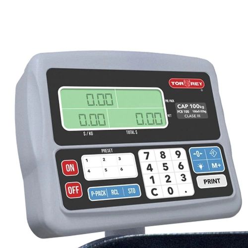 Báscula de recibo Torrey uso rudo batería recargable 150hrs 100kg pcb100