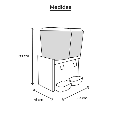 Dispensador de bebidas Torrey 2 tazones 18l acero inoxidable db18x2