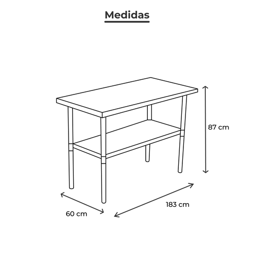 Mesa de trabajo Torrey 24x72 acero inoxidable mai2472