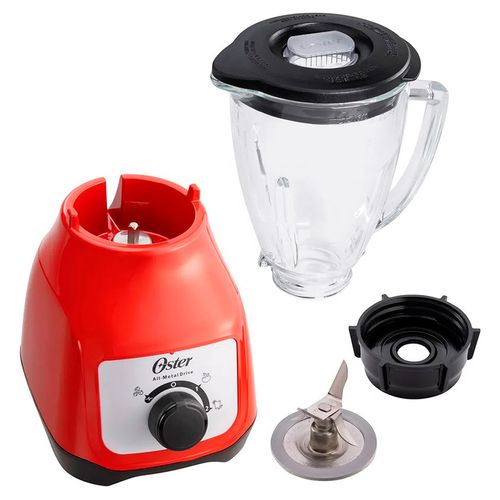 Licuadora Oster con vaso de vidrio rojo blstkag-rrd-013