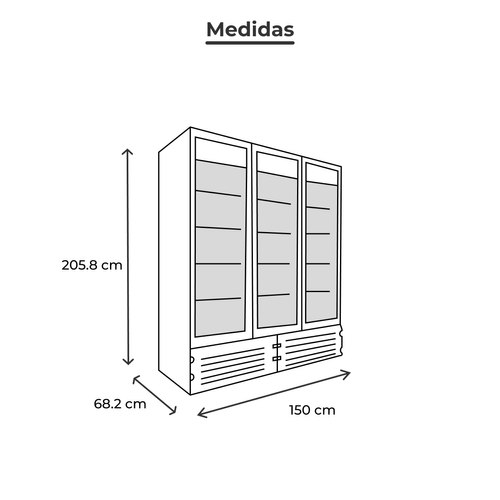 Refrigerador Vertical Torrey 3 Puertas 42 Pies Negro TVC42-3P