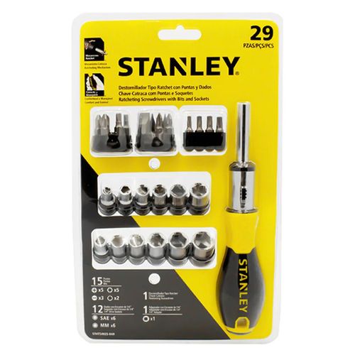 Juego De Desarmador Stanley Con Puntas Y Matraca Amarillo STHT54925-840