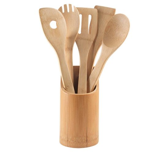 Juego de utensilios Metaltex con porta utensilios de madera 589725