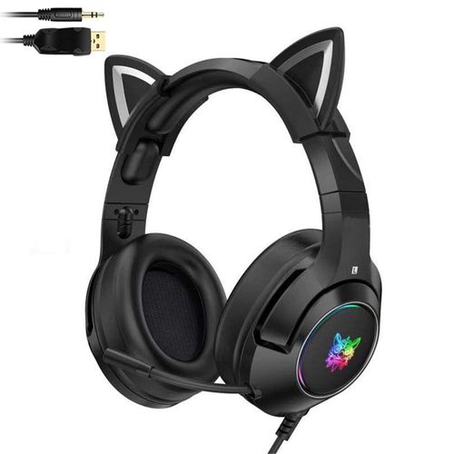 Audífonos gamer alámbricos Gadgets & Fun con orejas de gato rgb