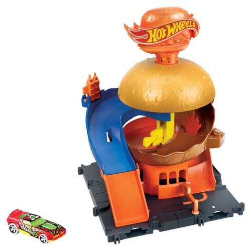 Autopista Hot Wheels cIty tienda de hamburguesas hdr26