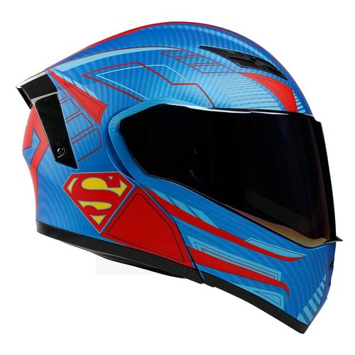 Casco Kov DC Superman Estelar Azul Con luz XL E SUPERMAN