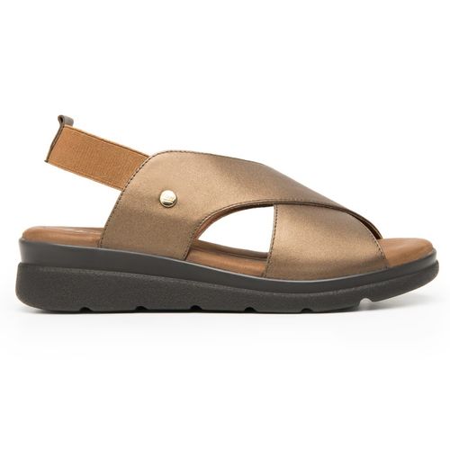 Sandalia Casual Para Dama Flexi Bronce 124201