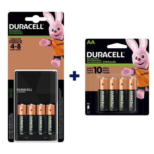 Kit Cargador Duracell Con 4 Pilas AA + 4 Pilas AA