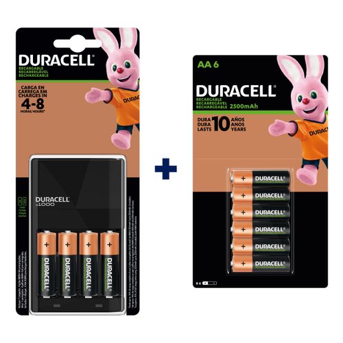 Kit Cargador Duracell Con 4 Pilas AA + 6 Pilas AA