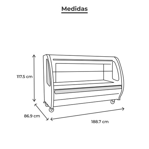 Vitrina Refrigerante Torrey Vidrio Curvo Acero Inoxidable TEM200CAI