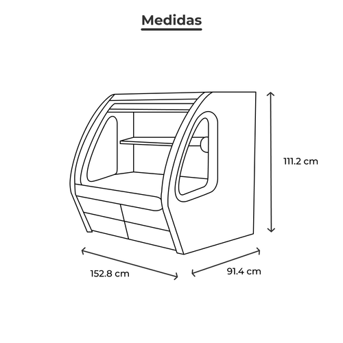 Vitrina Exhibidora Torrey 152cm Acero Inoxidable DRD5AI