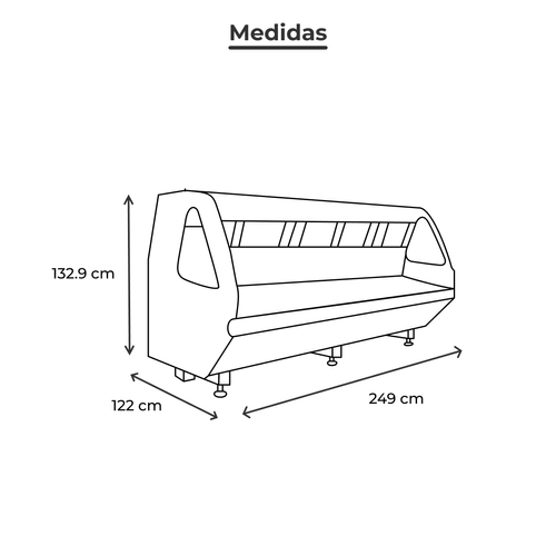 Vitrina autocontenida Torrey 2.5 metros acero inoxidable vca250ai