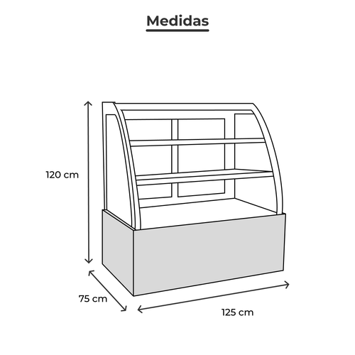 Vitrina Refrigerada Full Glass Torrey Vidrio Curvo 120cm Negro VFG-120C