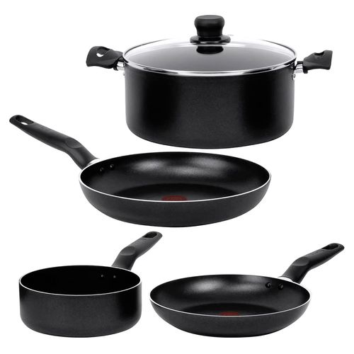 Batería De Cocina Vital T-Fal 5 Piezas Antiadherente Negro 390900