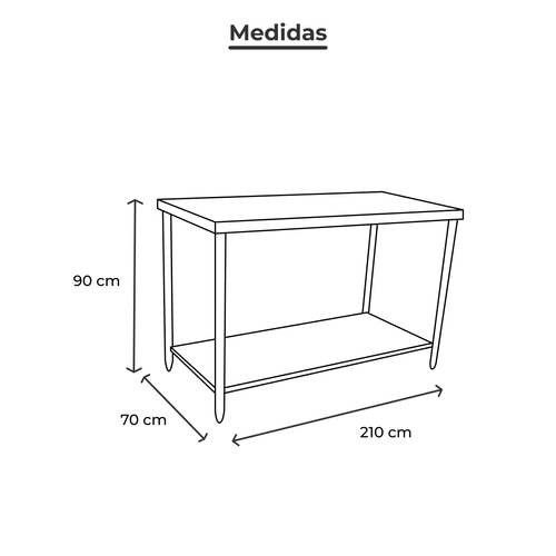 Mesa Central  Con Entrepaño Acero Inoxidable  Ferro 210cm  15423106