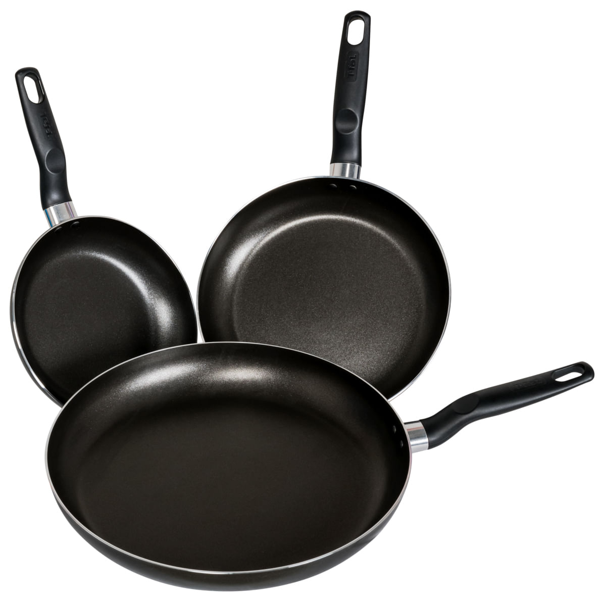 Juego De 3 Sartenes Tefal Hard Titanium 20/24/30 Cm Color Negro