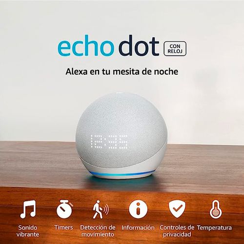 Bocina Inteligente Amazon Echo Dot 5ta Gen Con reloj y Alexa Blanca B09B8VN8YQ