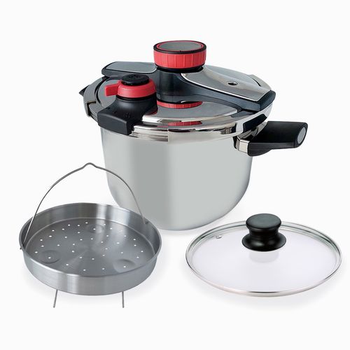 Olla Bogner 8 l acero inoxidable con tapa de vidrio