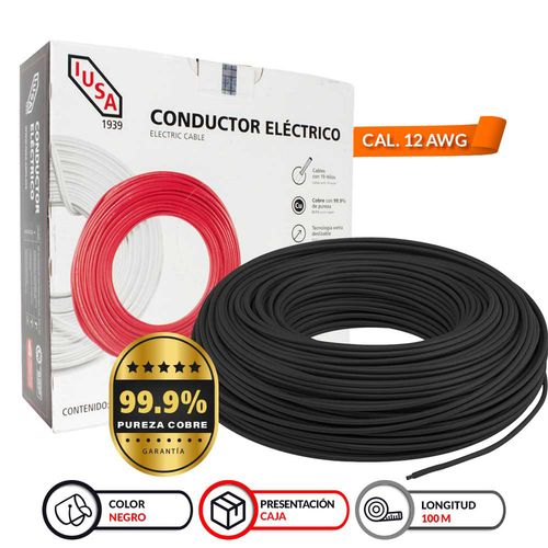 Cable thw-ls/thhw-ls IUSA 12 awg negro 399323