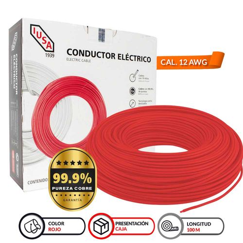 Cable thw-ls/thhw-ls IUSA 12 awg rojo 375124