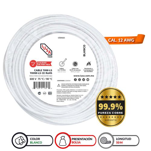 Cable Thhw-Ls IUSA 12 Awg Blanco 50 M 267295