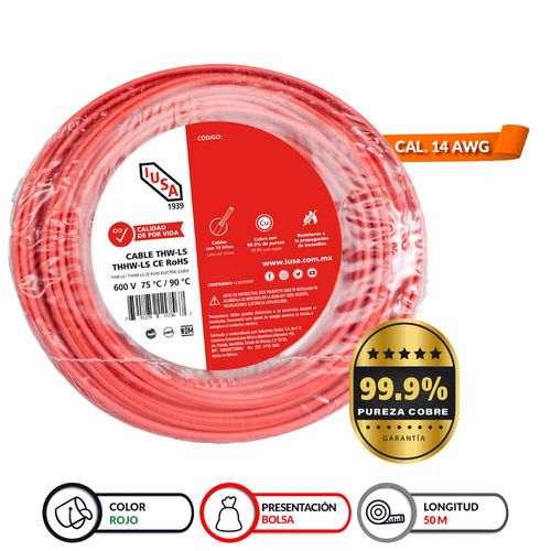 Cable Thhw-Ls IUSA 14 Awg Rojo 50 M 267290