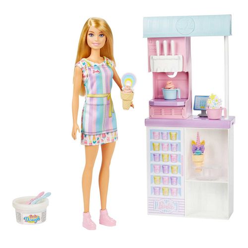 Set de juego Barbie heladería con muñeca hcn46