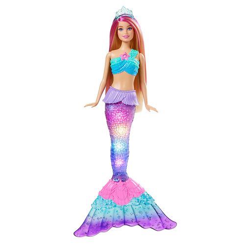 Muñeca Barbie sirena luces de brillos hdj36
