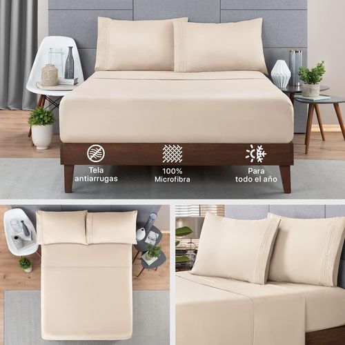 Sábanas de microfibra B.Kind & Beyond beige queen size