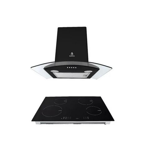 combo Empotrable SUPRa Parrilla Inducclon de 4 q, campana extractora de pared NEGROni