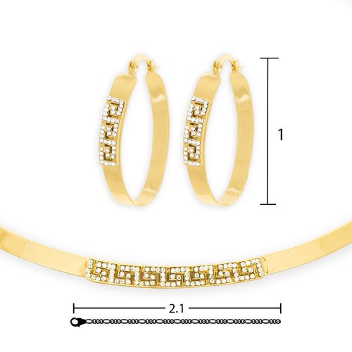 Set De Collar Y Aretes Unlimited By OB Chapa De Oro 18K JQI02844