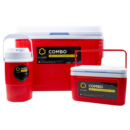 Combo Termo 2L, Hieleras 48Qt y 5Qt Hexagon Rojo 0554-RJO