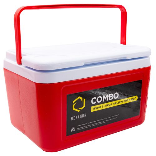 Combo Termo 2L, Hieleras 48Qt y 5Qt Hexagon Rojo 0554-RJO