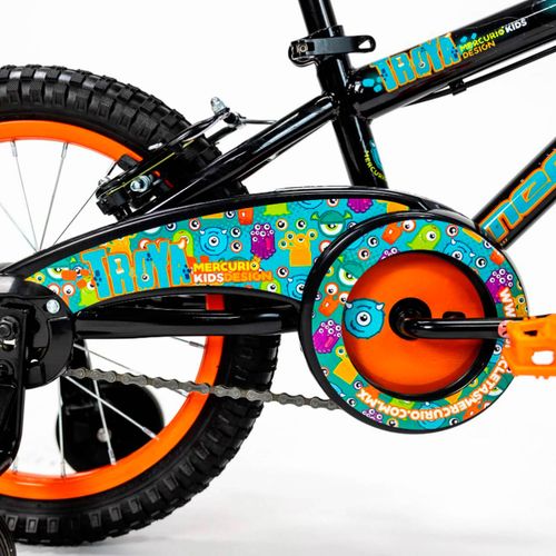 Bicicleta Para Niño R16 Mercurio Troya Negra Con Naranja 301009