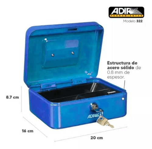 Caja Para Dinero Metálica Adir Azul 322