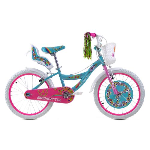 Bicicleta Infantil Niña R20 Benotto Aqua Con Rosa FLOWER POWER