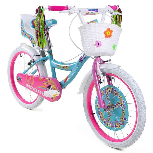 Bicicleta Infantil Niña R20 Benotto Aqua Con Rosa FLOWER POWER