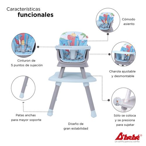 Silla alta 4 en 1 Dbebé grow with me gris