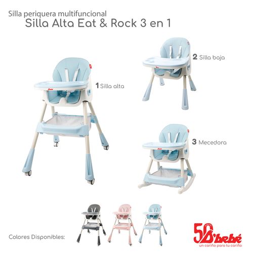 Silla Alta 3 en 1 Eat & Rock Azul