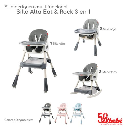 Silla Alta 3 en 1 Eat & Rock Gris