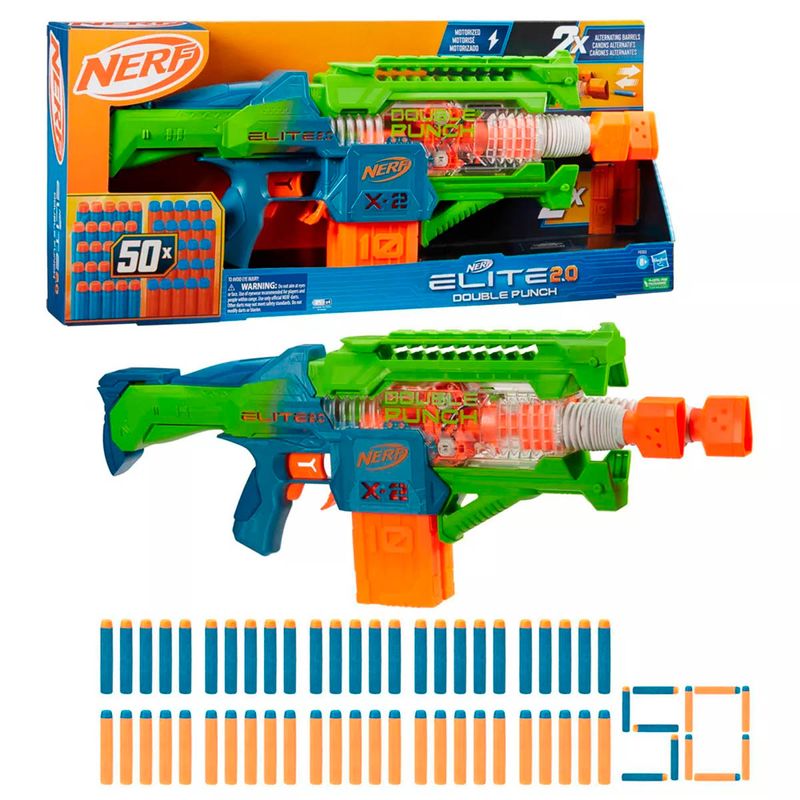 Lanzador De Dardos Nerf Elite 2.0 Double Punch Multicolor F6363 La Marina