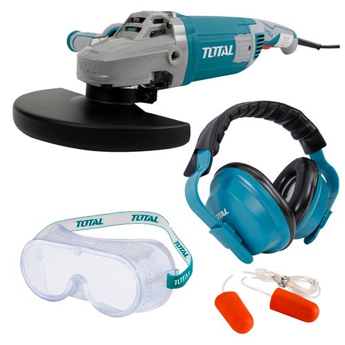 Combo Esmeriladora 2400w, Orejeras, Goggles de Seguridad y mas Total  Modelo. 268803