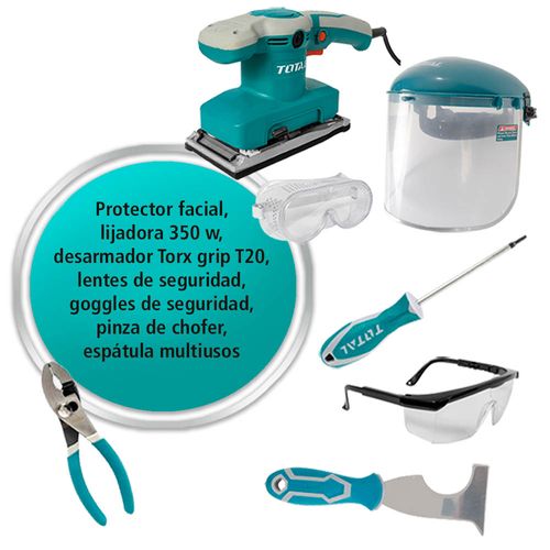 Combo Protector Facial, Lijadora 350 w, Desarmador y más Total  Modelo. 268786