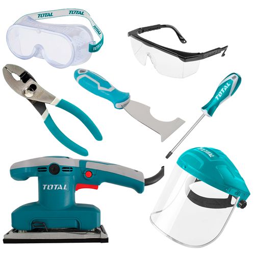 Combo Protector Facial, Lijadora 350 w, Desarmador y más Total  Modelo. 268786