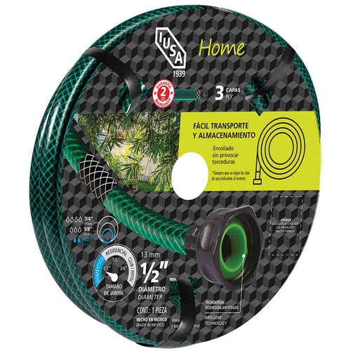 Manguera 15m home tricapa 1/2” con conexiones plásticas planas IUSA 620059