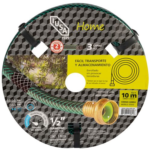 Manguera 10m home tricapa 1/2” con conexiones de latón IUSA 620053